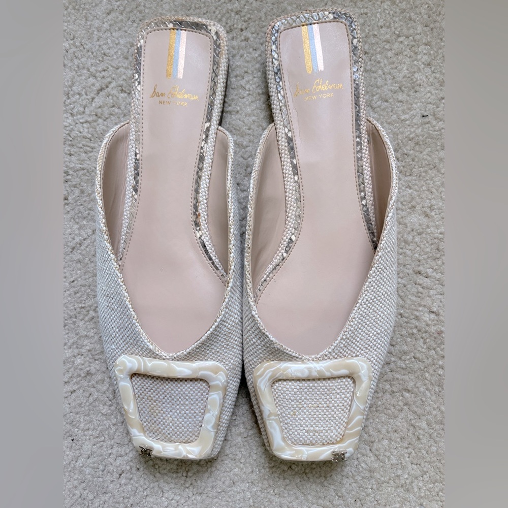 Sam Edelman LIN BUCKLE MULE - size 8.5 - color: natural linen